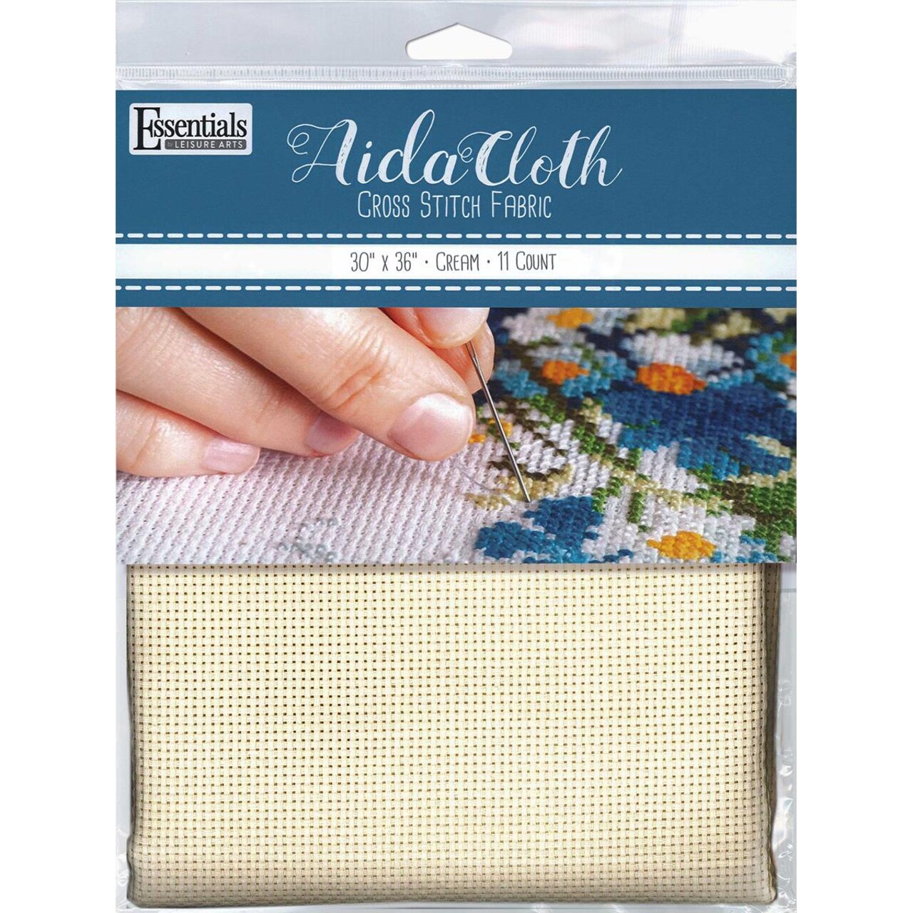 Essentials by Leisure Arts Aida Cloth, 11 Count, Cream, 30 x 36 Inch, Cross Stitch Fabric, Even Weave Cotton, for Embroidery, Needlepoint and Beginner Friendly Counted Cross Stitch Projects